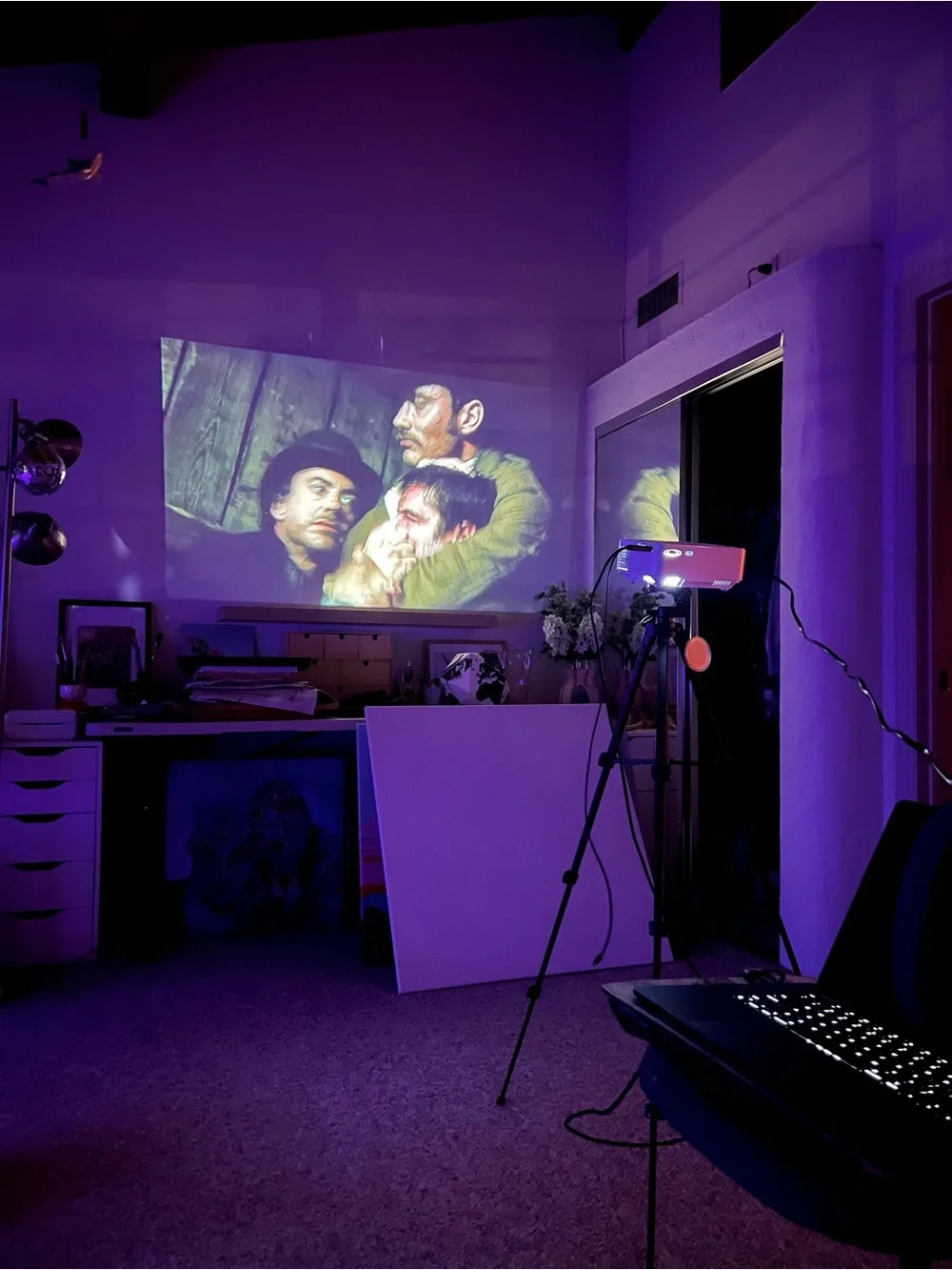 HOMP0W White Portable Mini Projector - Compact LED Home Theater
